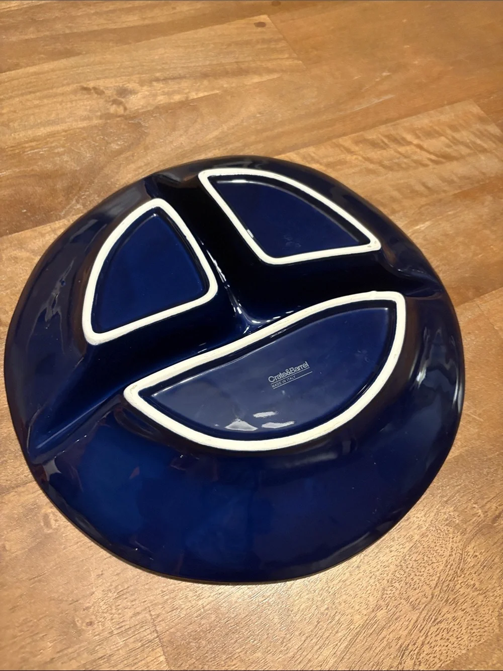 Crate&Barrel Deep Navy Ceramic Divided Serving Platter